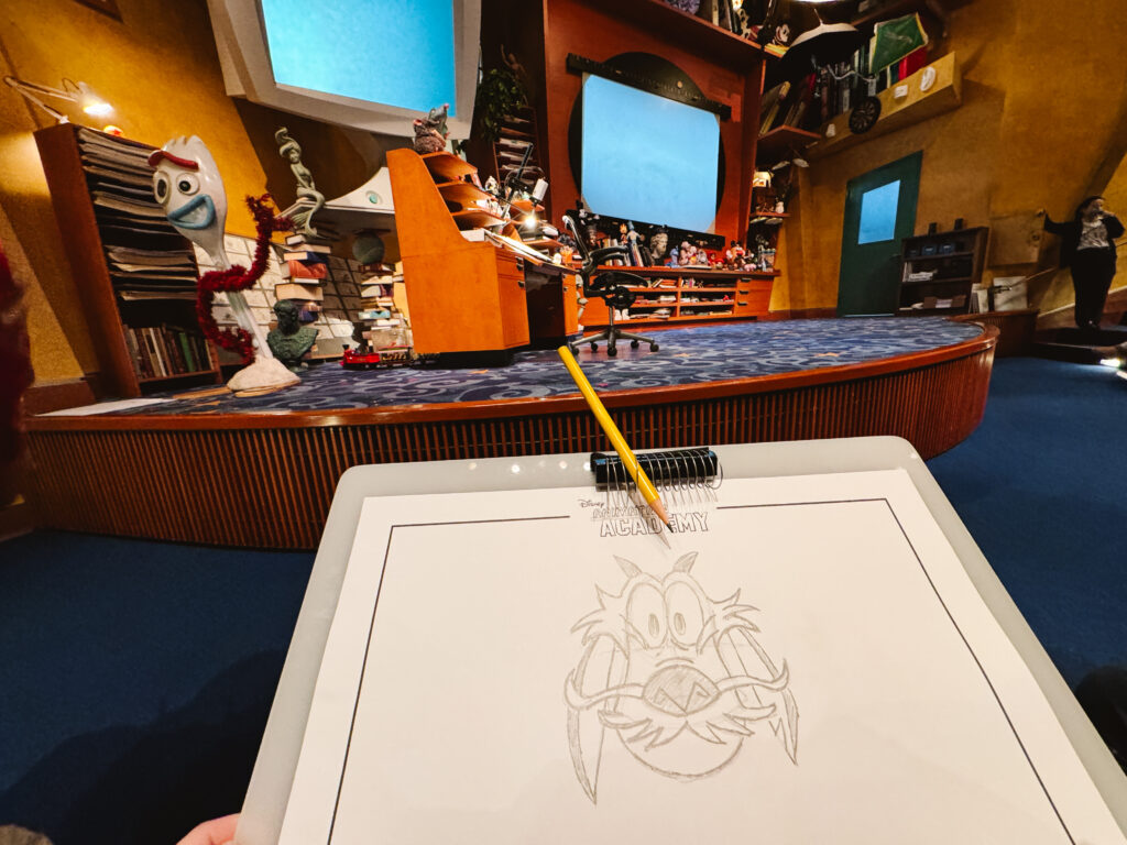 Learn to draw your favorite character like Mushu shown here at the Animation Academy in Disney's California Adventure