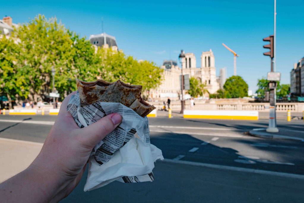 Bring your crepe to Notre Dame bridge to eat with a view